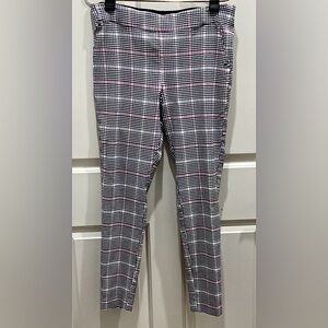 Maurices Cream Black Pink Plaid SZ L Dark Academia Preppy Business Pull On Pants